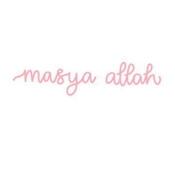 Masya Allah Quote &ndash; Hand Lettered Pink Script Islamic Typography