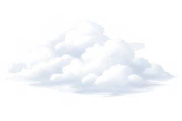 White fluffy cumulus cloud with transparent background, depicting weather element, vapor, and sky nature