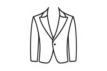 Formal business jacket outfit line icon with blazer design, professional corporate dress code fashion silhouette on transparent background