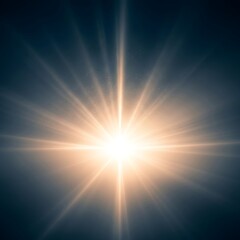 Fototapeta premium Bright starburst effect with radiating light beams against a dark, smoky background, representing energy and illumination
