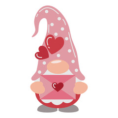 Valentine  gnome  holding love letter vector cartoon illustration