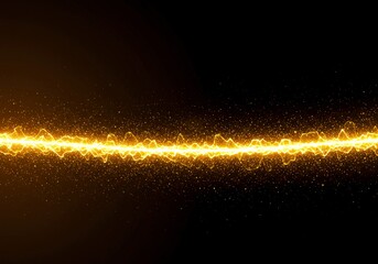 Abstract futuristic background featuring glowing golden particles and shimmering light waves suggesting energy transmission and warm radiation, warm, golden, Radiant