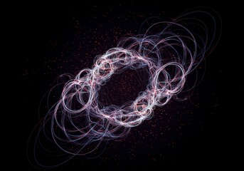 Abstract visualization of fluctuating quantum vacuum energy loops and particle interactions in a theoretical physics backdrop, knowledge, matrix, quantum