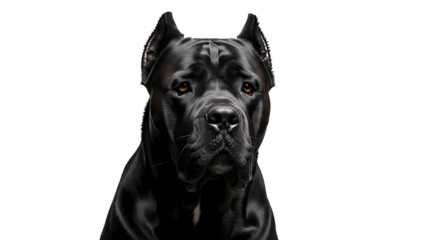 A majestic black dog staring intently, showcasing its sleek coat and focused gaze