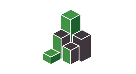 Abstract Graphic Design Featuring Cubes in Green and Dark Gray Colors Concept