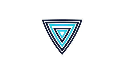 Abstract Geometric Triangle: Modern Design with Cyan and Navy Tones on White Background