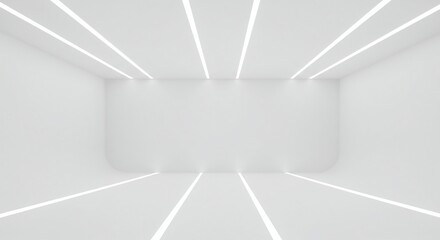 Minimalist abstract background featuring infinite white space, bright illumination, and an utterly blank, empty void for modern design, light, studio, purity