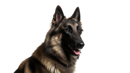 A Belgian Shepherd Malinois looking alert with a focused gaze. The dog has a short, double coat with tan and black coloration.