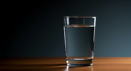 Optical illusion created by light passing through clear water in a simple drinking glass, bending the straight line behind it dramatically, clean, science, bending