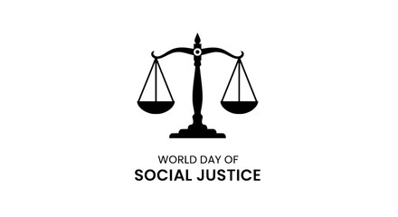 World Day of Social Justice concept illustration featuring a balanced justice scale