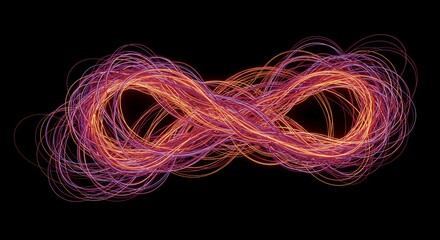 Abstract glowing tangle of curved lines representing complexity, deviation, uncertainty, and the unpredictable nature of progress, structure, randomness, data