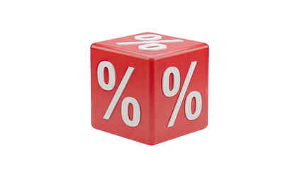 Red Cube with Percent Symbols