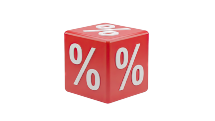 Red Cube with Percent Symbols