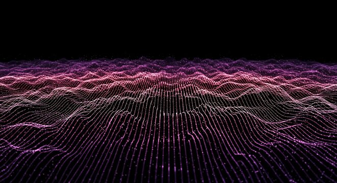 Abstract visualization of uniform waves propagating across a vast, endless surface, representing energy, science, physics, and movement, amplitude, abstract art, energy - Powered by Adobe