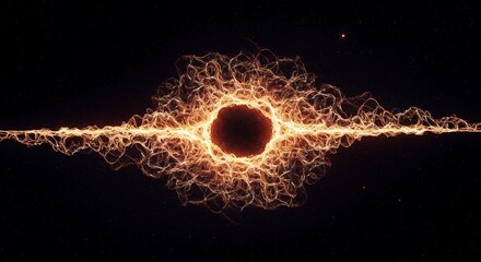 A complex, abstract representation of the fundamental energy fabric underlying existence, showing probabilistic quantum fluctuations in deep space, grid, science, pattern