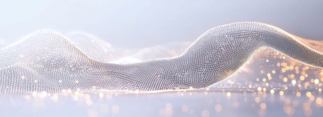 Abstract Light Waves with Dots and Glowing Particles in Background