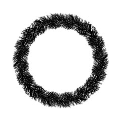 Circular arrangement of dark, spiky, textured elements forming an empty space