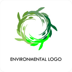 AbstracNatural Organic Wreath Icon for Environmental Identityt Green Leaf Circle Logo for Eco-Friendly Brand, 
