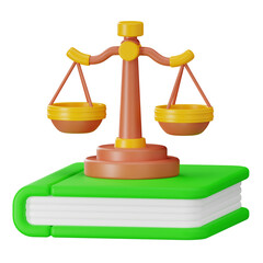 Golden Scales of Justice on Green Book Representing Law and Legal System 3D Render