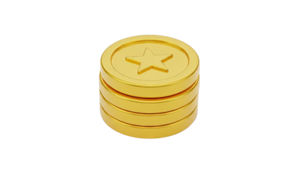 Stack of gold coins with a star emblem