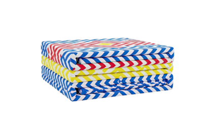 Stack of Folded Textiles with Geometric Pattern
