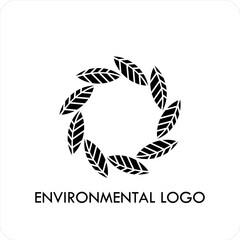 AbstracNatural Organic Wreath Icon for Environmental Identityt Green Leaf Circle Logo for Eco-Friendly Brand, 