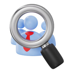 Magnifying Glass Focusing on User Avatar for Recruitment and HR Concept 3D Illustration