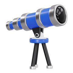 Blue Telescope on Tripod for Astronomy and Vision Concept 3D Illustration