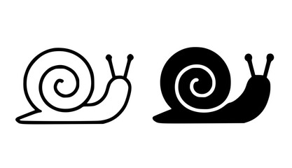 Snail illustration icon, outline and silhouette style © Nurhalimah