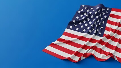 Fototapeta premium American flag on blue background with red white and blue colors