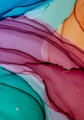 Textured surface features expressive layers of brilliant color, fluid lines, and dynamic movement, representing modern abstract painting, composition, contemporary, vivid