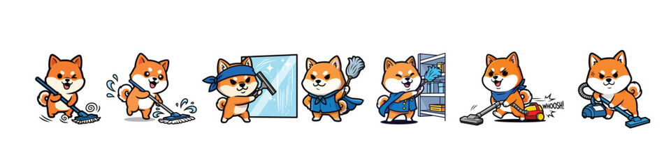 Cartoon Fox Characters Working Office Tasks.
