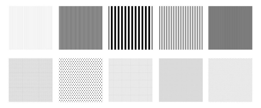 モノクロの幾何学パターンとシームレスなテクスチャのセット