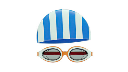 Striped Swim Cap and Goggles Set