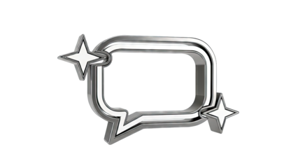 Shiny Silver Speech Bubble with Stars