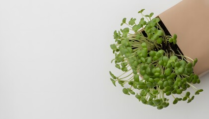 Small Green Plant Growing in Eco-Friendly Packaging with space for text