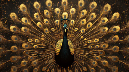 Majestic Peacock with a Display of Feathers