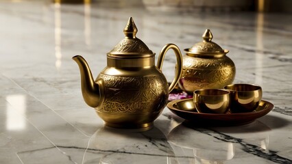 Golden Arabic Tea Service