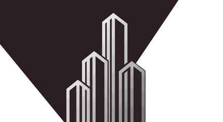 Abstract Skyscraper Silhouette Against Geometric Background: A Modern Architectural Concept