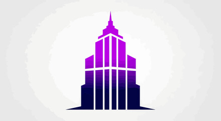 Obraz premium Abstract Skyscraper Silhouette Depicting Urban Architecture In A Vibrant Purple Gradient