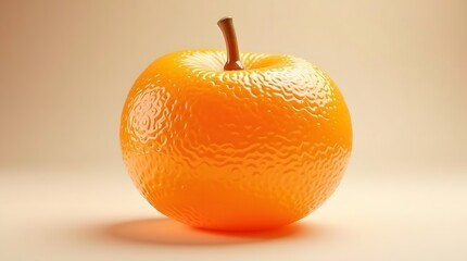 Orange Apple with Textured Surface on Soft Warm Background