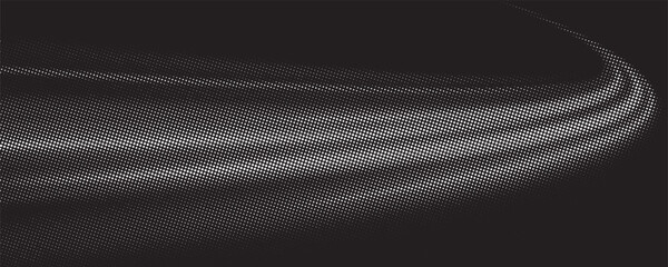 Modern abstract background. Halftone dots in circle form. Spiral logo, icon or design element. Black dots on a white background and white dots on the black side.