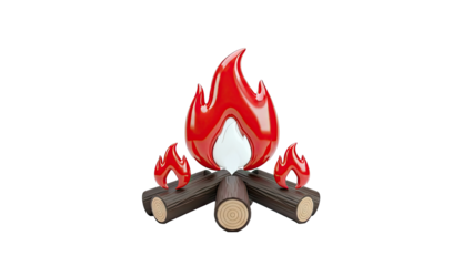 Stylized Campfire Icon with Logs and Flames
