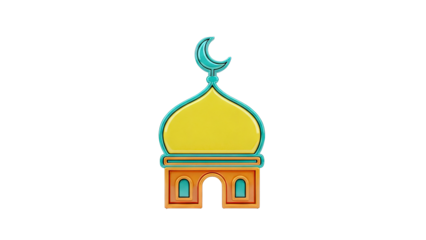 Stylized Islamic Mosque Dome with Crescent Moon