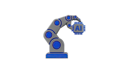 Robotic Arm Holding an AI Chip Icon