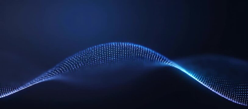Abstract Flowing Waves in Deep Blue. A Mesmerizing Digital Art Representation of Fluid Motion and Ethereal Light on a Dark Background