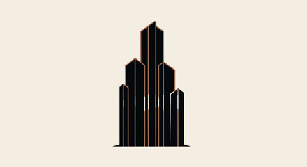 Obraz premium Abstract Tall Buildings Silhouettes, Minimalist Urbanscape Design With Geometric Aesthetics