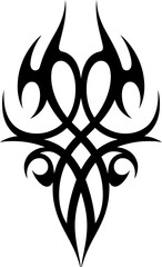 Fototapeta premium Complex black tribal flame tattoo design with intertwined curves, bold symmetrical vector symbol.