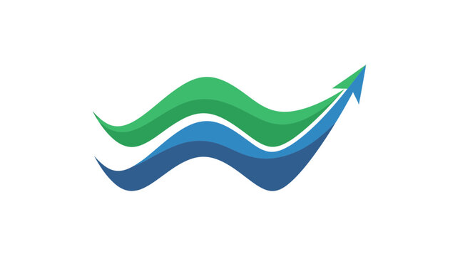 Abstract Waves And Arrow Symbolizing Growth And Progress In A Corporate Environment