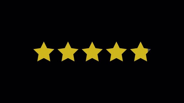 Five Star Rating Animation for Reviews Feedback and Quality Evaluation, 5 star rating animation.
